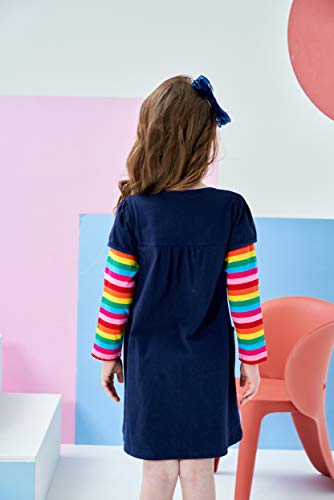 VIKITA Little Girls Cartoon Stripe Long Sleeve T-Shirt Dresses LH5805 6T