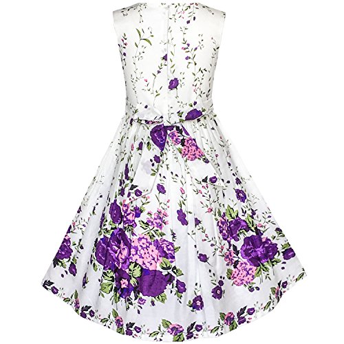 Sunny Fashion KP15 Girls Dress Purple Butterfly Flower Party, 11-12 Years, Purple White