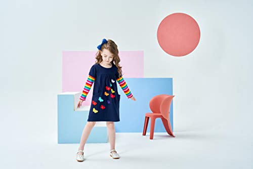 VIKITA Little Girls Cartoon Stripe Long Sleeve T-Shirt Dresses LH5805 6T