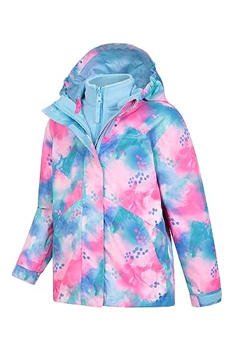 Mountain Warehouse Atom 3-in-1 Kids Waterproof Jacket - Taped Seams Rain Jacket, Detachable Hood, Stretch Cuffs, Microfleece, Antipill -Best for Spring Summer Blue Twilight 13 Years