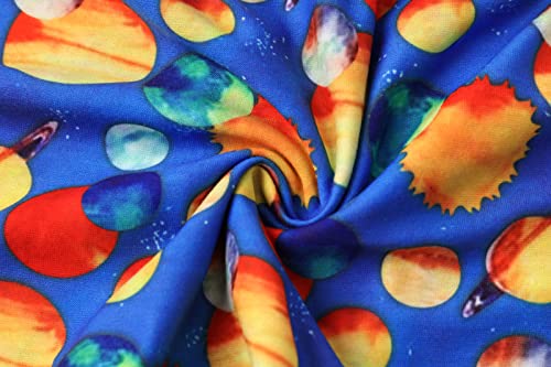 Little Girl's Dress Summer Casual Solar System Space Dresses Girls Short Sleeve Children Clothes for Baby Kids 2-7 Years A-Blue