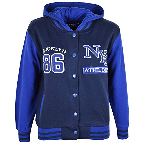 NYC Athletic Hoodie - Girls Boys Baseball Jacket, Navy