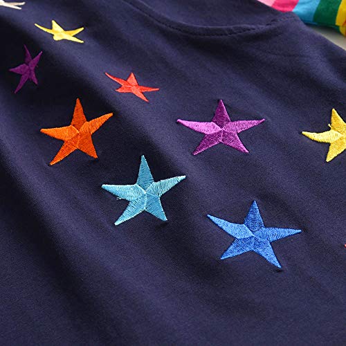 VIKITA Girls Dress Rainbow Long Sleeve Embroidery Star Age 4-5 Years Lh5808