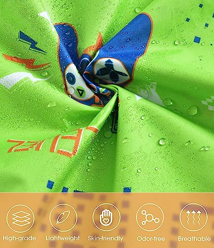 Kids Rain Poncho Reusable Toddler Raincoat Waterproof Rain Jacket for Age 3-15 Portable Rain Wear With Hood Outdoor Green Rain Coat with Pouch Bag for Boys and Girls