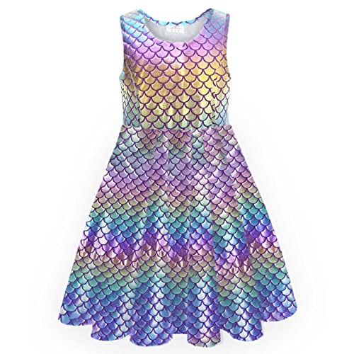 VIKITA Girls Dress Summer Dress Children Dresses Mermaid Sleeveless JX0995 7-8 Years