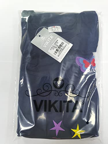 VIKITA Girls Dress Rainbow Long Sleeve Embroidery Star Age 4-5 Years Lh5808
