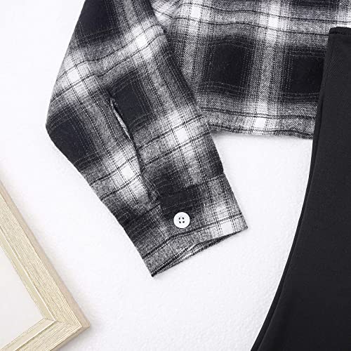 Kids Girl 2 Piece Outfits Girls Sleeveless Bodycon Dress with Crop Jacket Costumes Children Plaid Long Sleeve Tops + Cami Dress Set Clothes