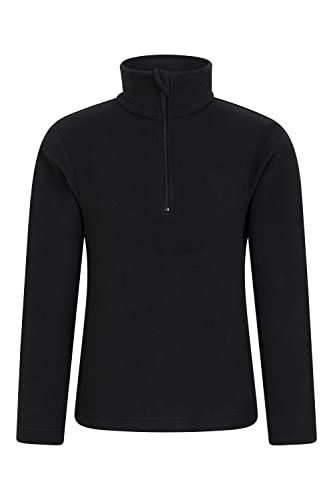Mountain Warehouse Camber Kids Fleece Top - Lightweight & Breathable Sweater, Quick Drying Sweatshirt, Warm Pullover - For Spring Summer, Travel & Outdoors Jet Black 7-8 Years