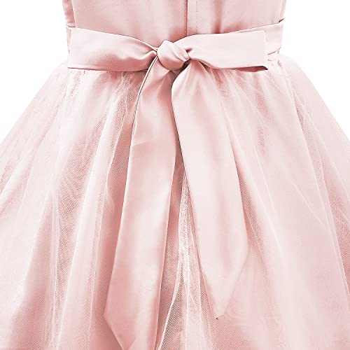Discoball Girls Princess Dress Sequin Tulle Flower Pageant Birthday Party Wedding Bridesmaid Girl Dresses for 3-12 Years Pink