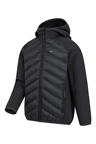 Mountain Warehouse Techy Turbine Kids Padded Jacket - Water-resistant Coat with Padded Insulation & Zipped pockets, For Boys & Girls - For Spring Summer & Outdoors Black 9-10 Years