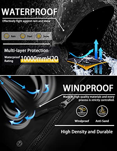 GEMYSE Boy's Winter Waterproof Ski Jacket Mountain Windproof Fleece Coat with Hood (Fluorescent Green1,6-7Years,6/7)