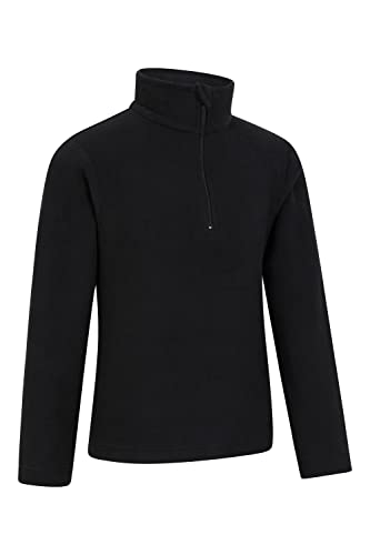 Mountain Warehouse Camber Kids Fleece Top - Lightweight & Breathable Sweater, Quick Drying Sweatshirt, Warm Pullover - For Spring Summer, Travel & Outdoors Jet Black 7-8 Years