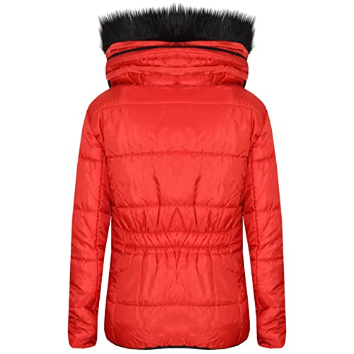 A2Z 4 Kids Padded Puffer Quilted Coat Faux Fur Collar Detachable Hood - Jacket Puffer 411 Red 11-12.