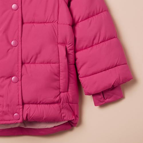 Amazon Essentials Girls' Heavyweight Hooded Puffer Jacket, Pink, 5 Years