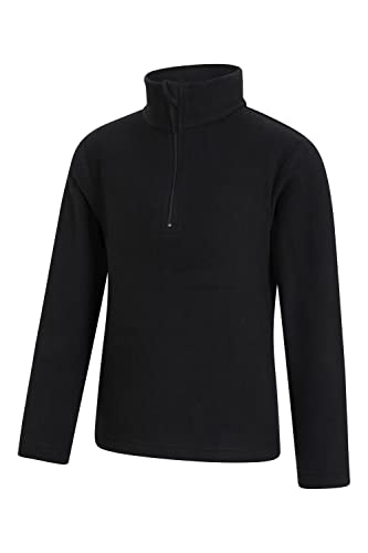 Mountain Warehouse Camber Kids Fleece Top - Lightweight & Breathable Sweater, Quick Drying Sweatshirt, Warm Pullover - For Spring Summer, Travel & Outdoors Jet Black 7-8 Years