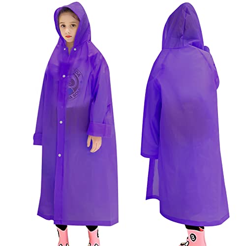 Skyzone Kids Rain Coat for Girls Boys,Portable EVA Raincoat Lightweight Rain Poncho with Hood,Reusable Cute Children Raincoat for Travel Outdoor Climbing Cycling Hiking Camping