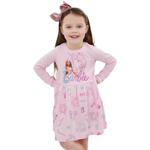 Barbie Dress | Unicorn Dress for Girls | Girls Skater Dress | Pink | 6-7 Years