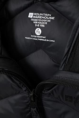 Mountain Warehouse Techy Turbine Kids Padded Jacket - Water-resistant Coat with Padded Insulation & Zipped pockets, For Boys & Girls - For Spring Summer & Outdoors Black 9-10 Years