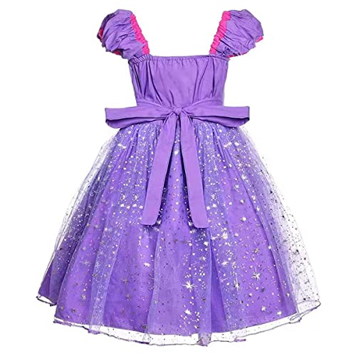 Discoball Princess Girls Rapunzel Costumes Cosplay Fancy Party Girl Princess Dresses for Festival Pageant Carnival Halloween (6-7Years, Purple with Accessories)