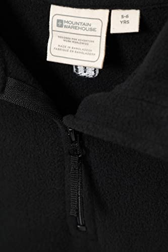 Mountain Warehouse Camber Kids Fleece Top - Lightweight & Breathable Sweater, Quick Drying Sweatshirt, Warm Pullover - For Spring Summer, Travel & Outdoors Jet Black 7-8 Years