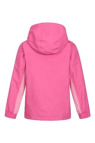 Mountain Warehouse Lightning 3 in 1 Kids Waterproof Jacket - Taped Seams Triclimate Jacket, Detachable Hood, Inner Fleece Kids Coat - For Walking, Hiking Light Pink 7-8 Years