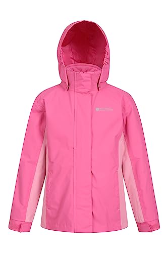 Mountain Warehouse Lightning 3 in 1 Kids Waterproof Jacket - Taped Seams Triclimate Jacket, Detachable Hood, Inner Fleece Kids Coat - For Walking, Hiking Light Pink 7-8 Years