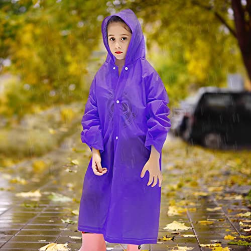 Skyzone Kids Rain Coat for Girls Boys,Portable EVA Raincoat Lightweight Rain Poncho with Hood,Reusable Cute Children Raincoat for Travel Outdoor Climbing Cycling Hiking Camping