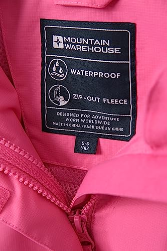 Mountain Warehouse Lightning 3 in 1 Kids Waterproof Jacket - Taped Seams Triclimate Jacket, Detachable Hood, Inner Fleece Kids Coat - For Walking, Hiking Light Pink 7-8 Years