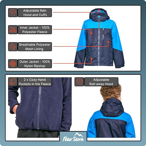 Peter Storm Kids' 3-in-1 Waterproof Jacket with Fleece