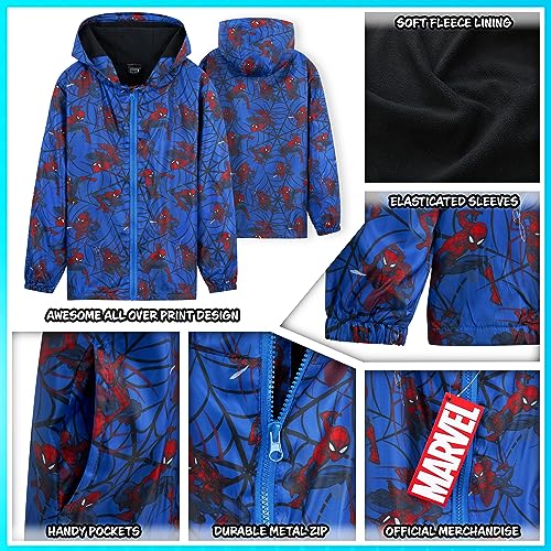 Blue Spiderman Hooded Fleece Lined Jacket for Boys (7-8 Years)