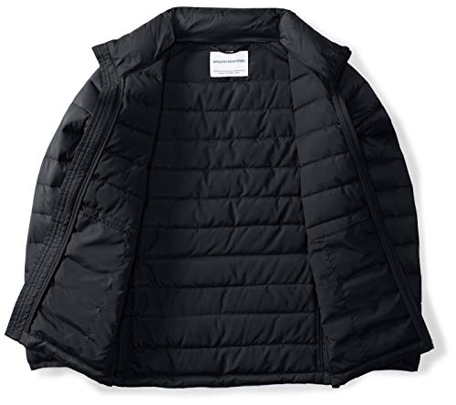 Amazon Essentials Boys' Lightweight Water-Resistant Packable Puffer Jacket, Black, 11-12 Years