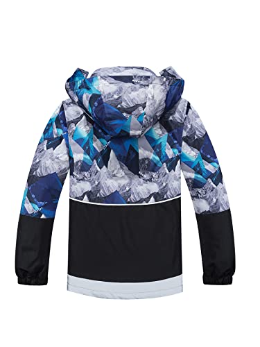 NATUST Boys Waterproof Jacket Fleece Lined Raincoat Kids Windproof Rain Coat Unisex Windbreaker Light Blue 5-6 Years