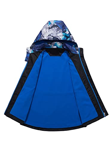 NATUST Boys Waterproof Jacket Fleece Lined Raincoat Kids Windproof Rain Coat Unisex Windbreaker Light Blue 5-6 Years