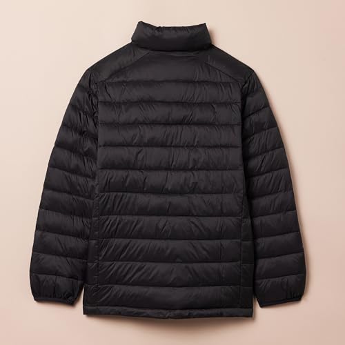Amazon Essentials Boys' Lightweight Water-Resistant Packable Puffer Jacket, Black, 11-12 Years