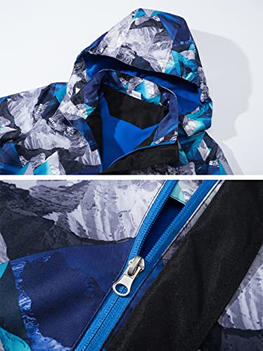 NATUST Boys Waterproof Jacket Fleece Lined Raincoat Kids Windproof Rain Coat Unisex Windbreaker Light Blue 5-6 Years