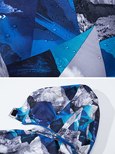 NATUST Boys Waterproof Jacket Fleece Lined Raincoat Kids Windproof Rain Coat Unisex Windbreaker Light Blue 5-6 Years