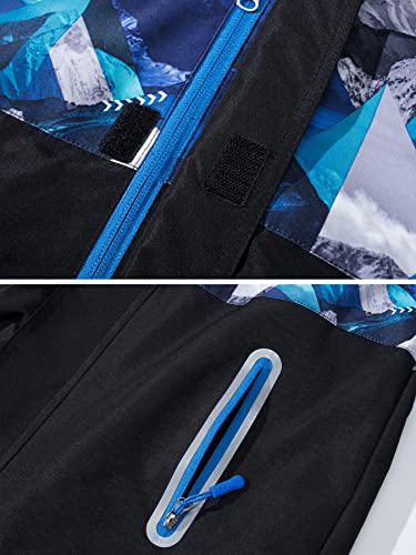 NATUST Boys Waterproof Jacket Fleece Lined Raincoat Kids Windproof Rain Coat Unisex Windbreaker Light Blue 5-6 Years