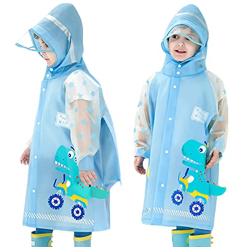 Fewlby Kids Raincoats For Girls Boys Waterproof Rain Jacket Cartoon Dinosaur Children Toddler Rain Wear Children Rain Poncho L Size