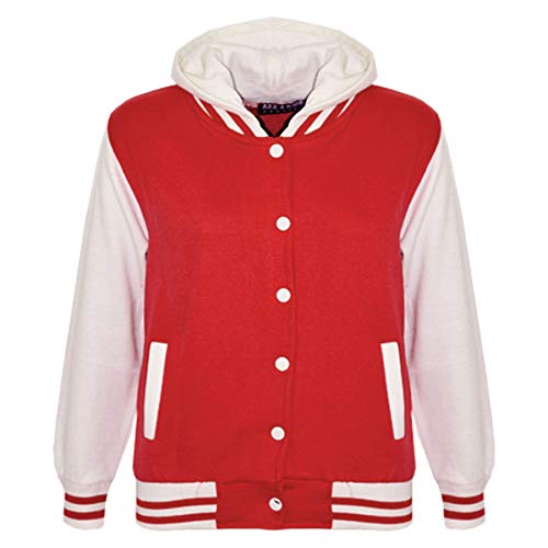 Kids Hooded Baseball Varsity Jacket for Girls/Boys 2-13 Yrs
