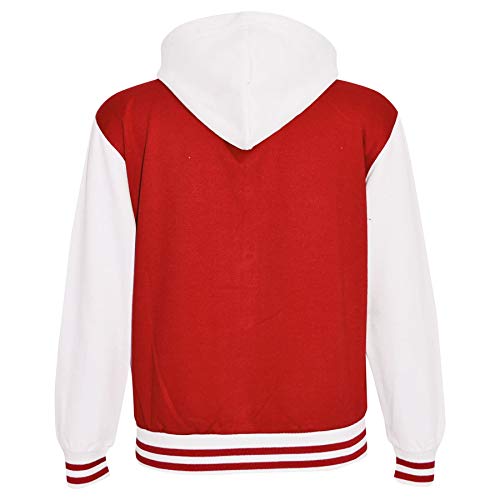 Kids Hooded Baseball Varsity Jacket for Girls/Boys 2-13 Yrs