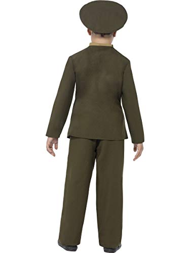 Smiffy's Children's Army Officer Costume, Jacket, Belt, Trousers, Hat, Mock Shirt & Tie, Boys, Size:L Colour: Green, 27536