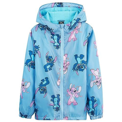 Disney Stitch Girls Raincoat - fleece-lined, waterproof hooded jacket