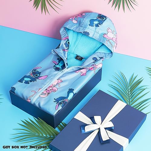 Disney Stitch Girls Raincoat - fleece-lined, waterproof hooded jacket