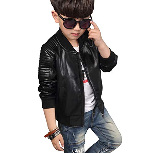 Boy's Leather Jacket: Childrens Bomber Motorcycle Biker