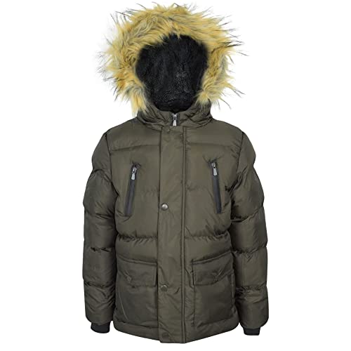 A2Z Kids Boys Winter Hooded Coat - Coffee 11-12