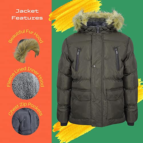 A2Z Kids Boys Winter Hooded Coat - Coffee 11-12