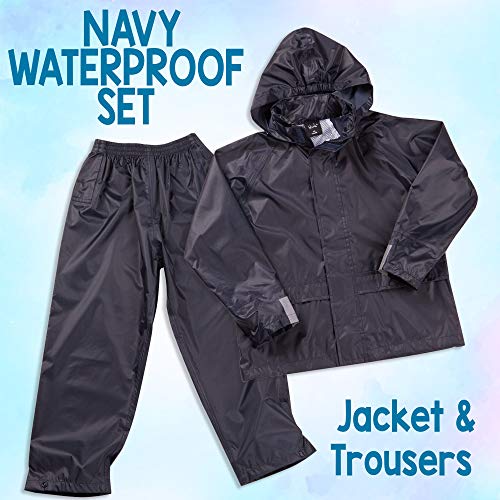 Navy Waterproof Suit Jacket & Trousers Set - Kids