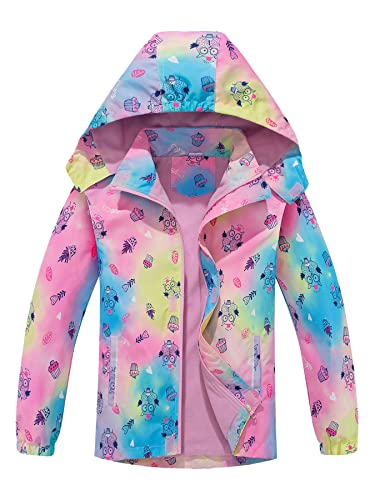 Girls Fleece-Lined Waterproof Raincoat with Removable Hood - Rose