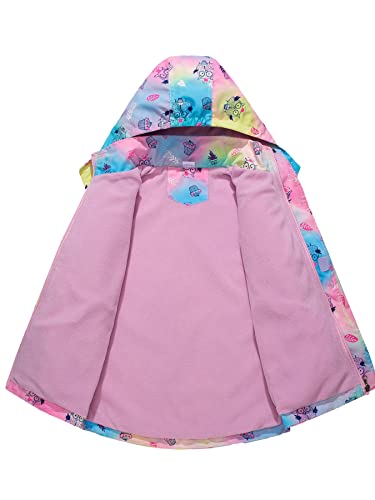 Girls Fleece-Lined Waterproof Raincoat with Removable Hood - Rose