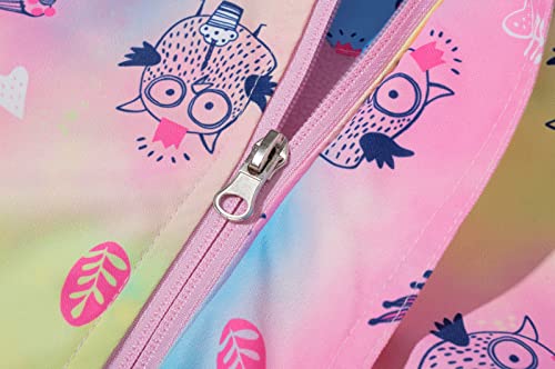 Girls Fleece-Lined Waterproof Raincoat with Removable Hood - Rose